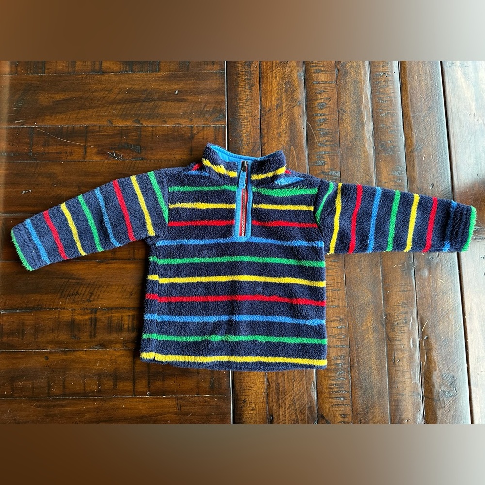 Hanna Andersson fluffy fleece striped jacket, 100cm